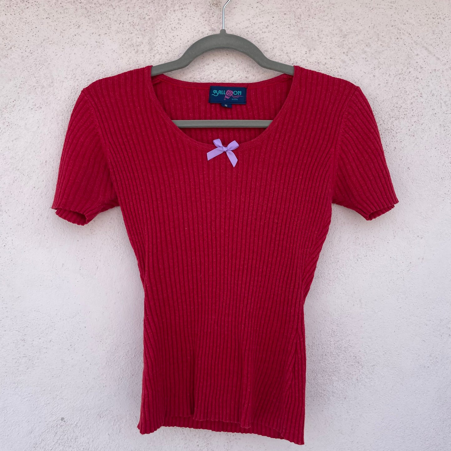 Top rosso lino cotone