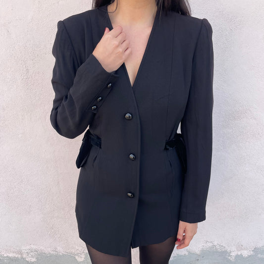 Blazer/mini abito nero fiocchi velluto