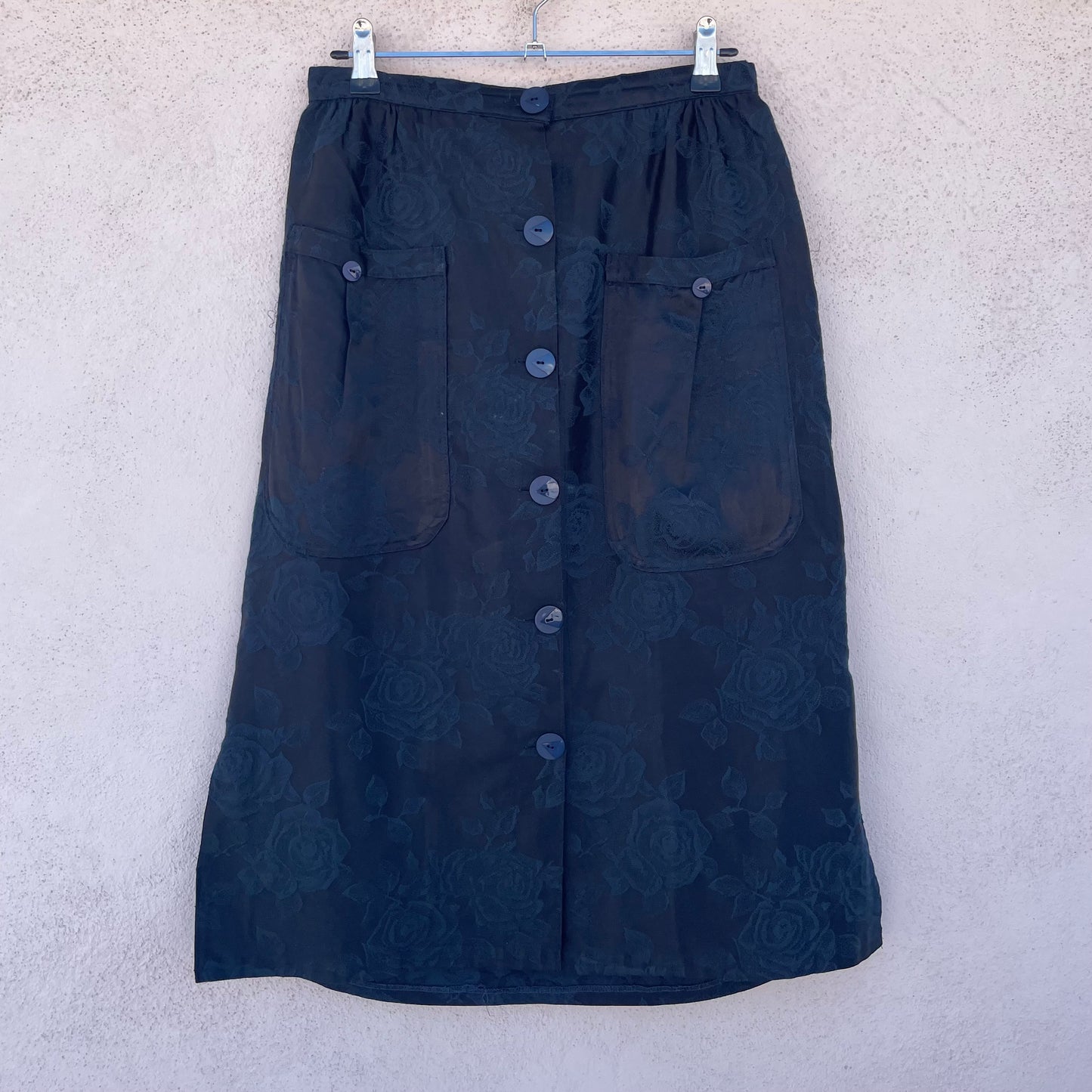 Gonna sartoriale blu fiori