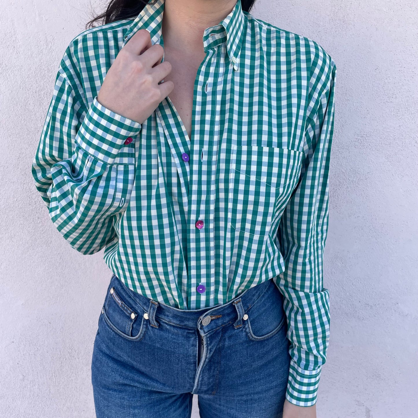 Camicia fantasia check madreperla