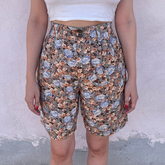 Shorts in seta fiori