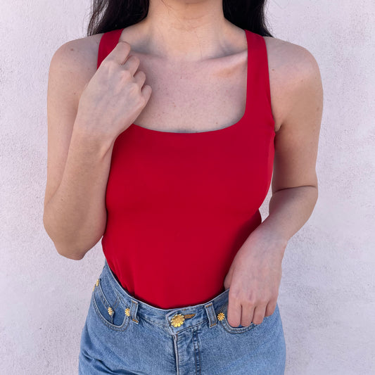 Top rosso seta