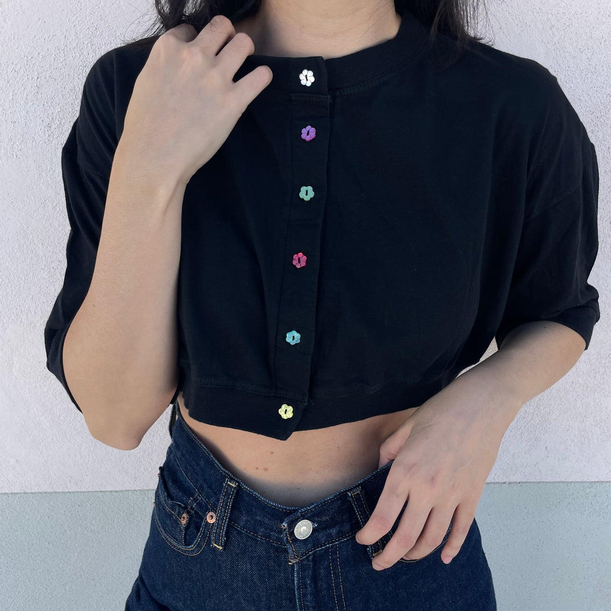 Crop top bottoncini