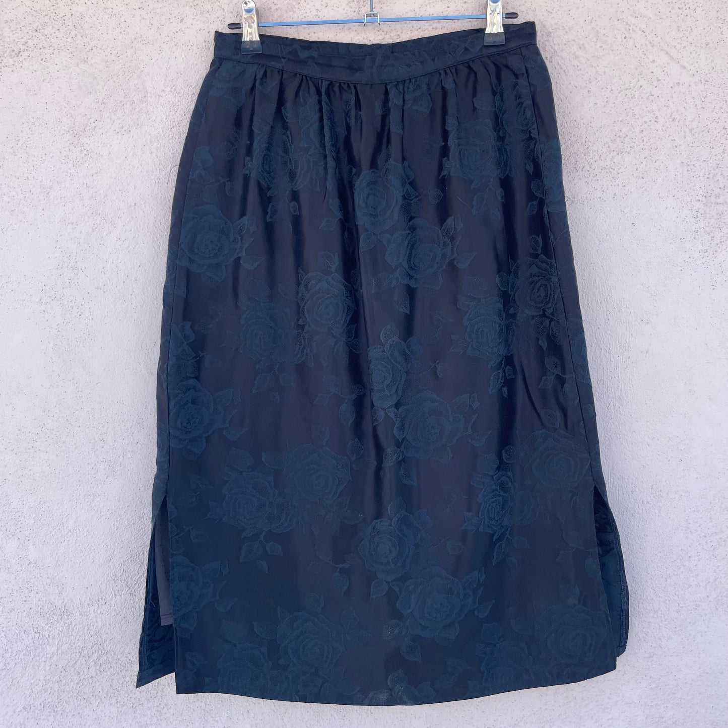 Gonna sartoriale blu fiori