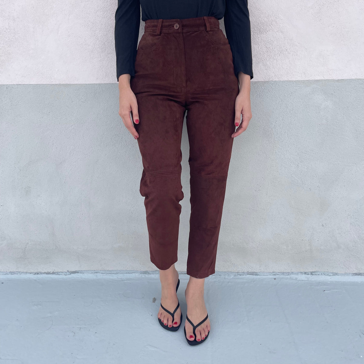 Pantaloni pelle tabacco Marella