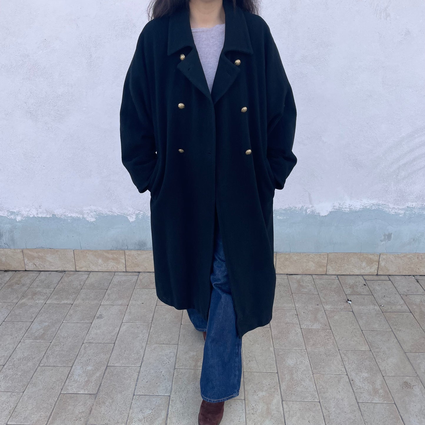 Cappotto doppiopetto nero