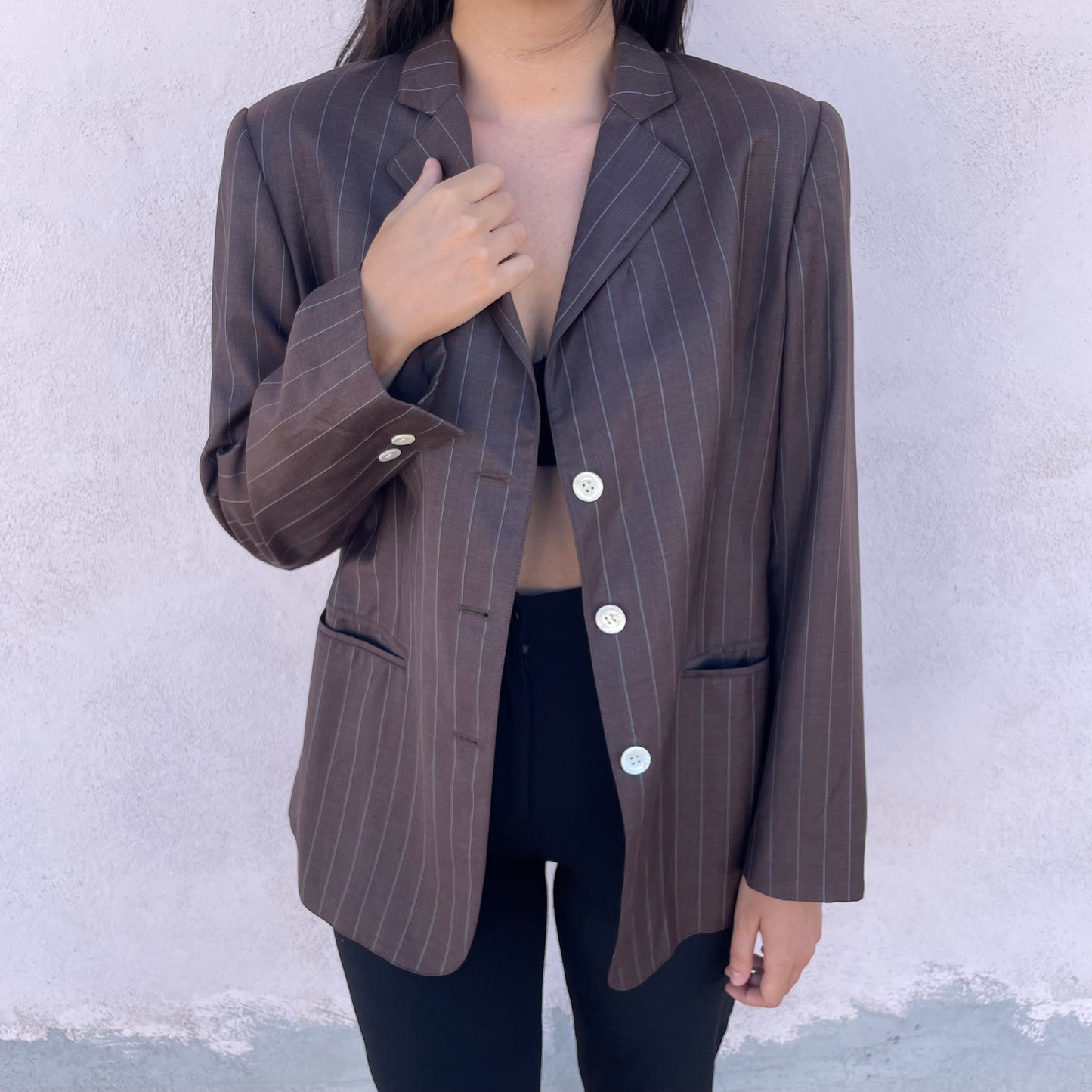 Blazer gessato cioccolato