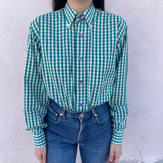 Camicia fantasia check madreperla