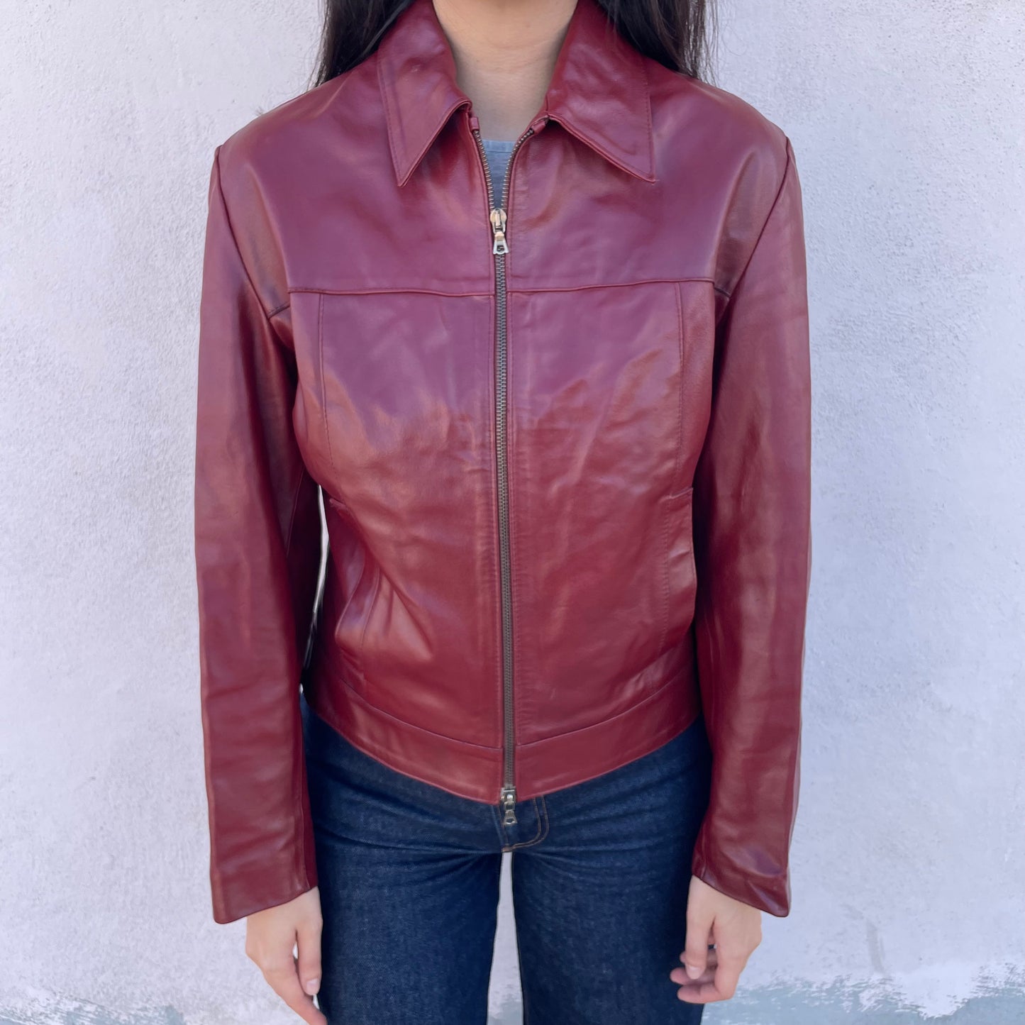 Giacca pelle bordeaux
