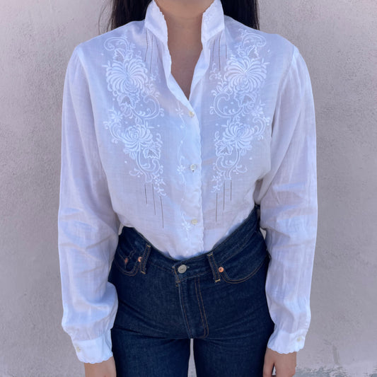 Camicia lino ricamata