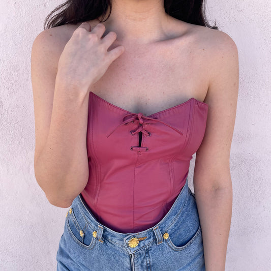 Bustier in pelle rosa antico