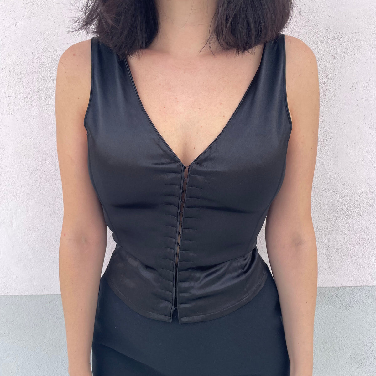 Bustier nero raso