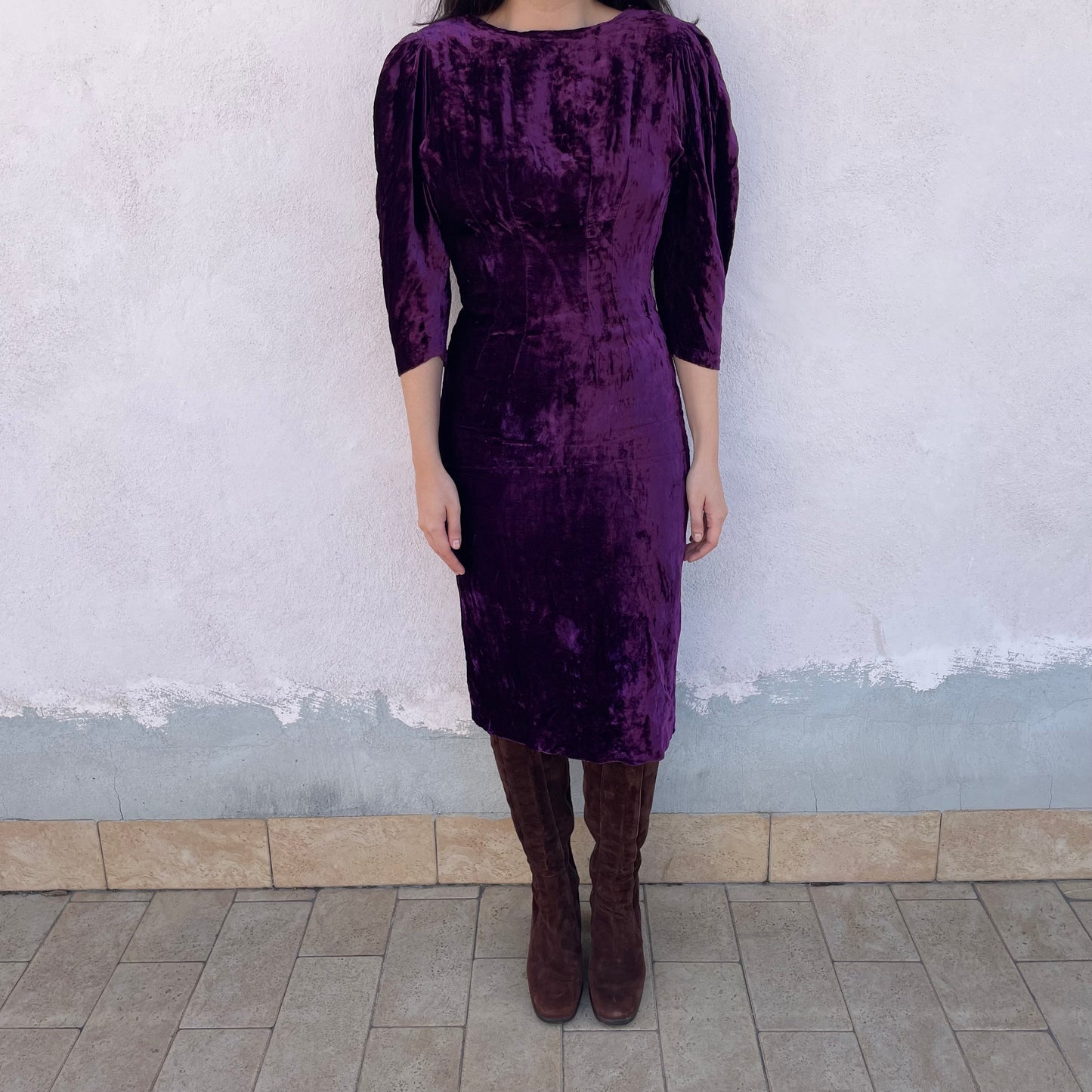Abito velluto viola