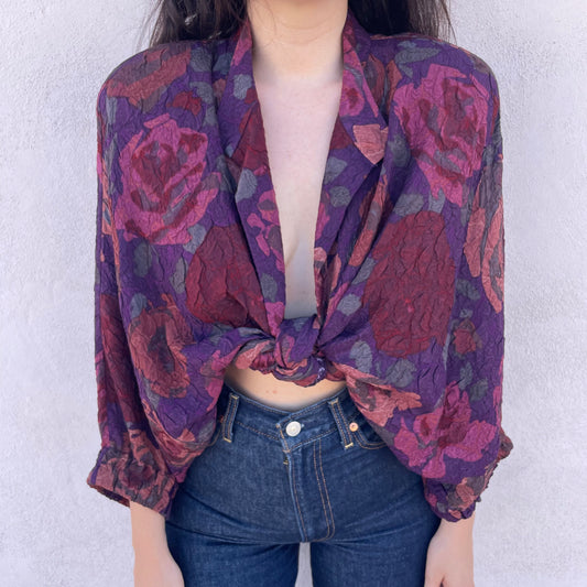 Overshirt prugna fiori