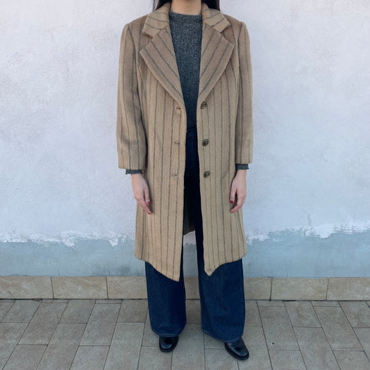Cappotto cammello gessato