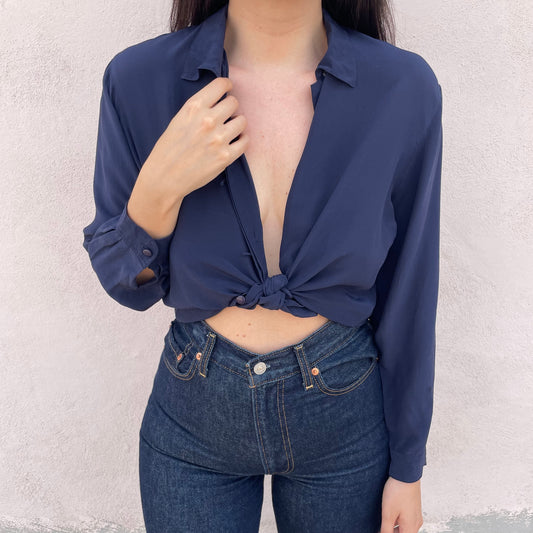 Camicia seta blu