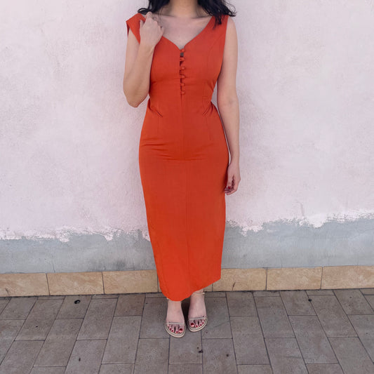 Abito arancio bottoncini