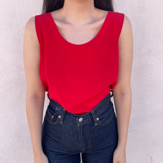 Top seta rosso fuoco