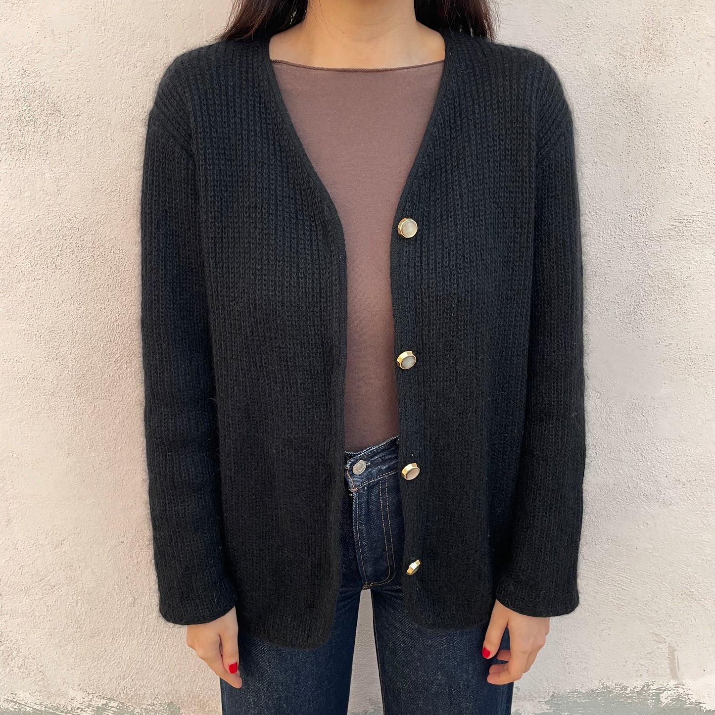 Cardigan nero mohair