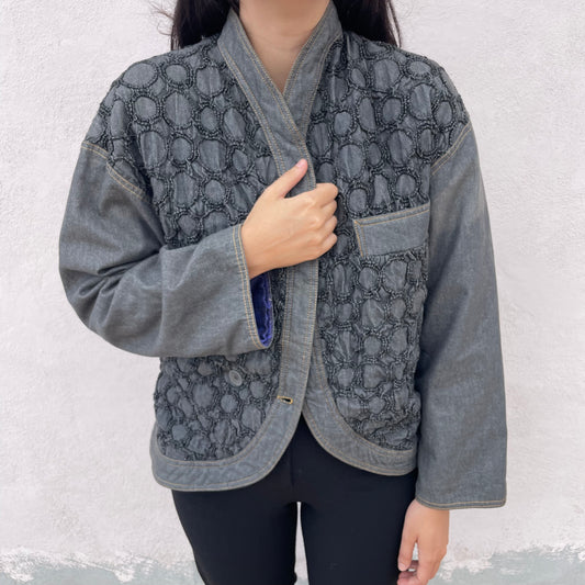 Giacca kimono denim grigio