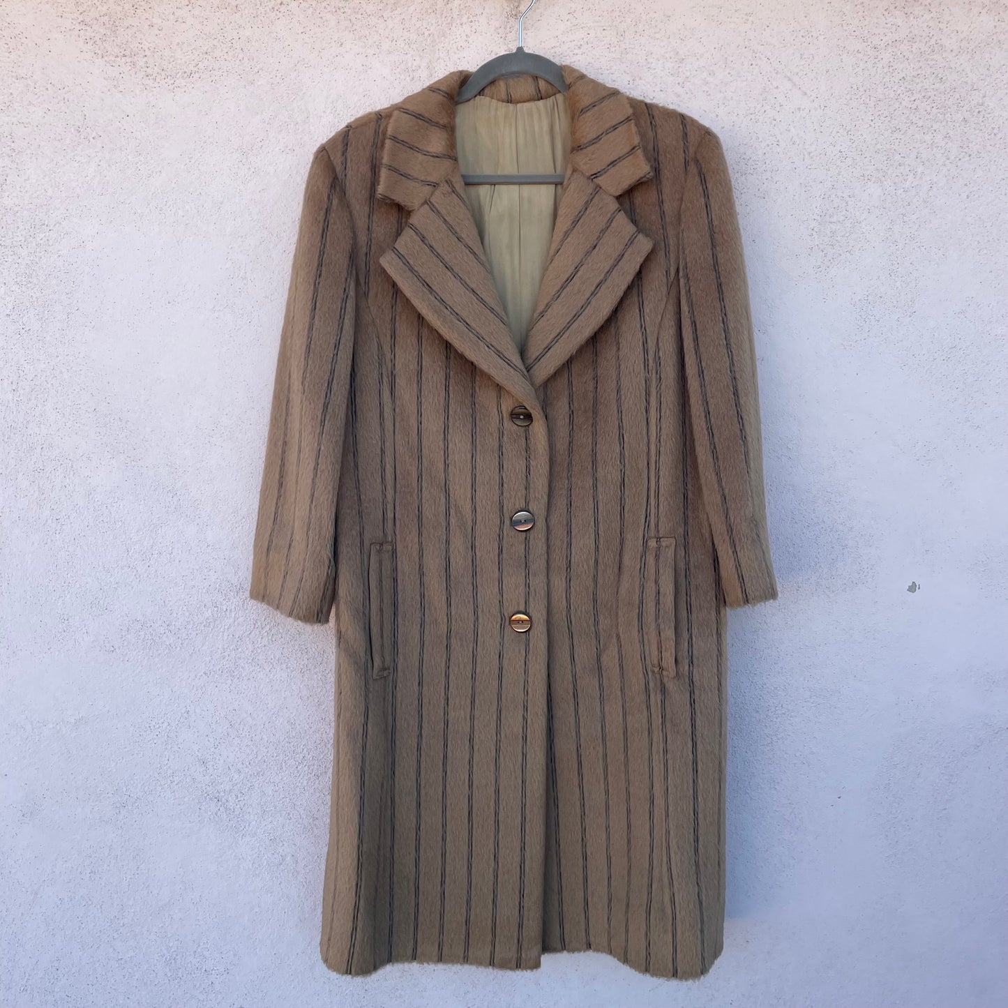 Cappotto cammello gessato