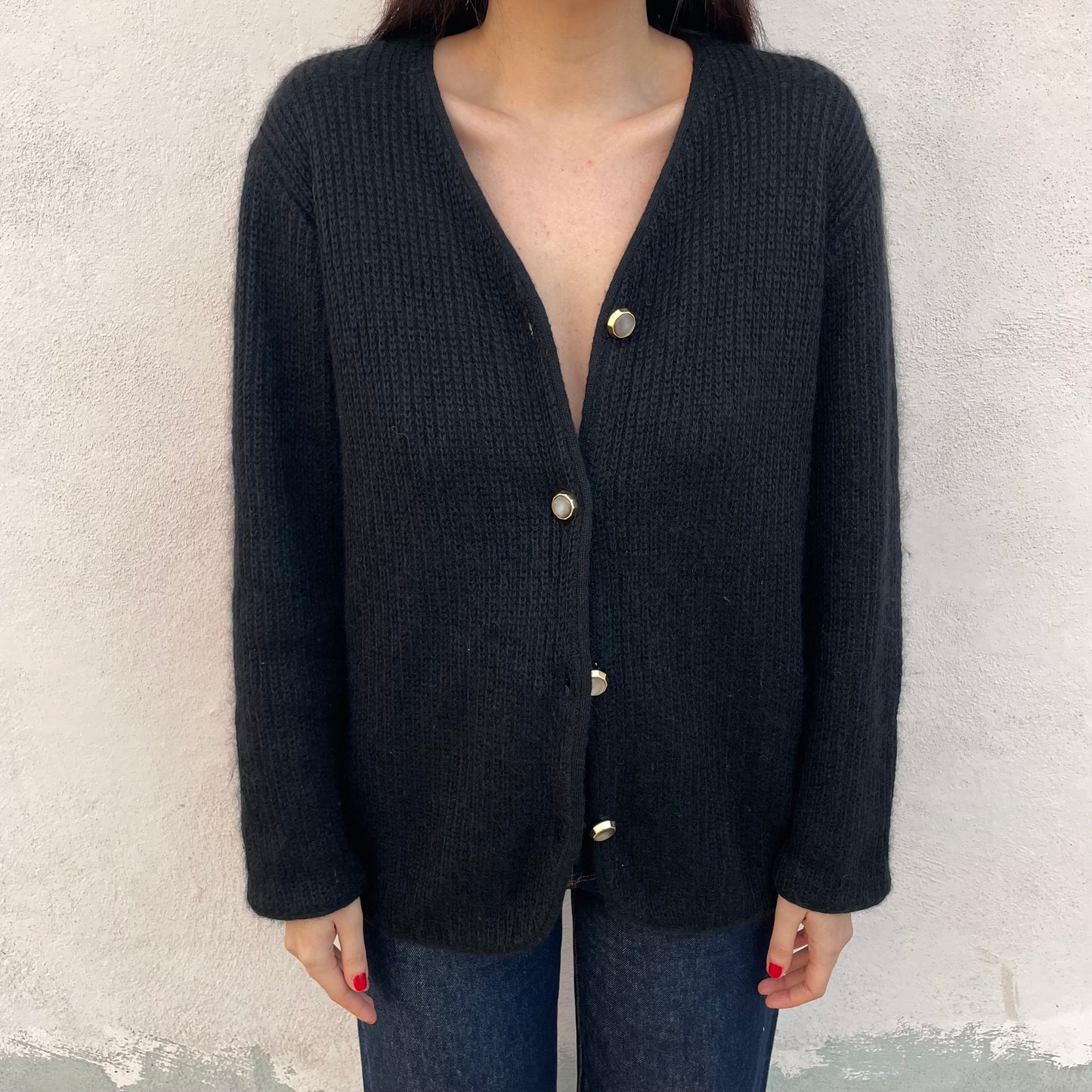 Cardigan nero mohair