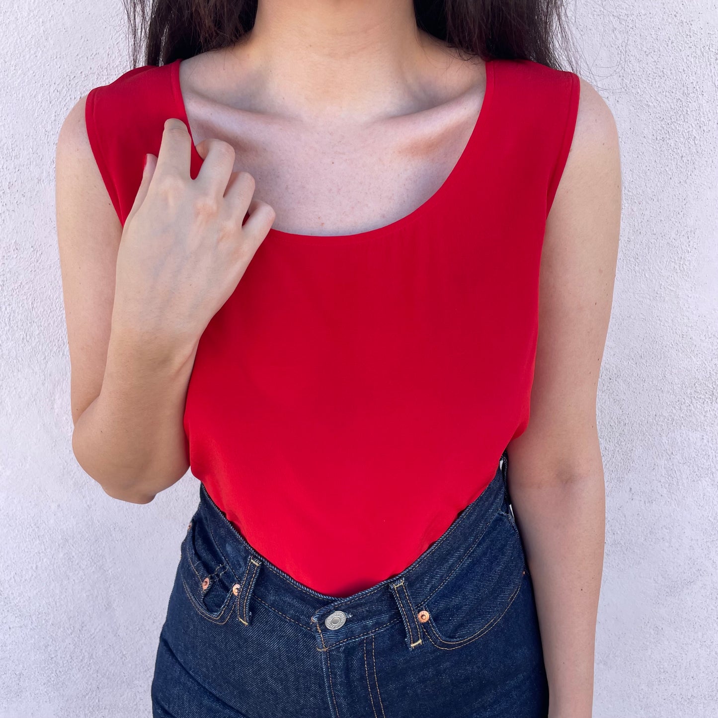 Top seta rosso