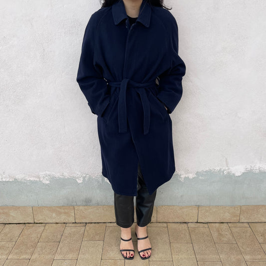 Cappotto blu cintura