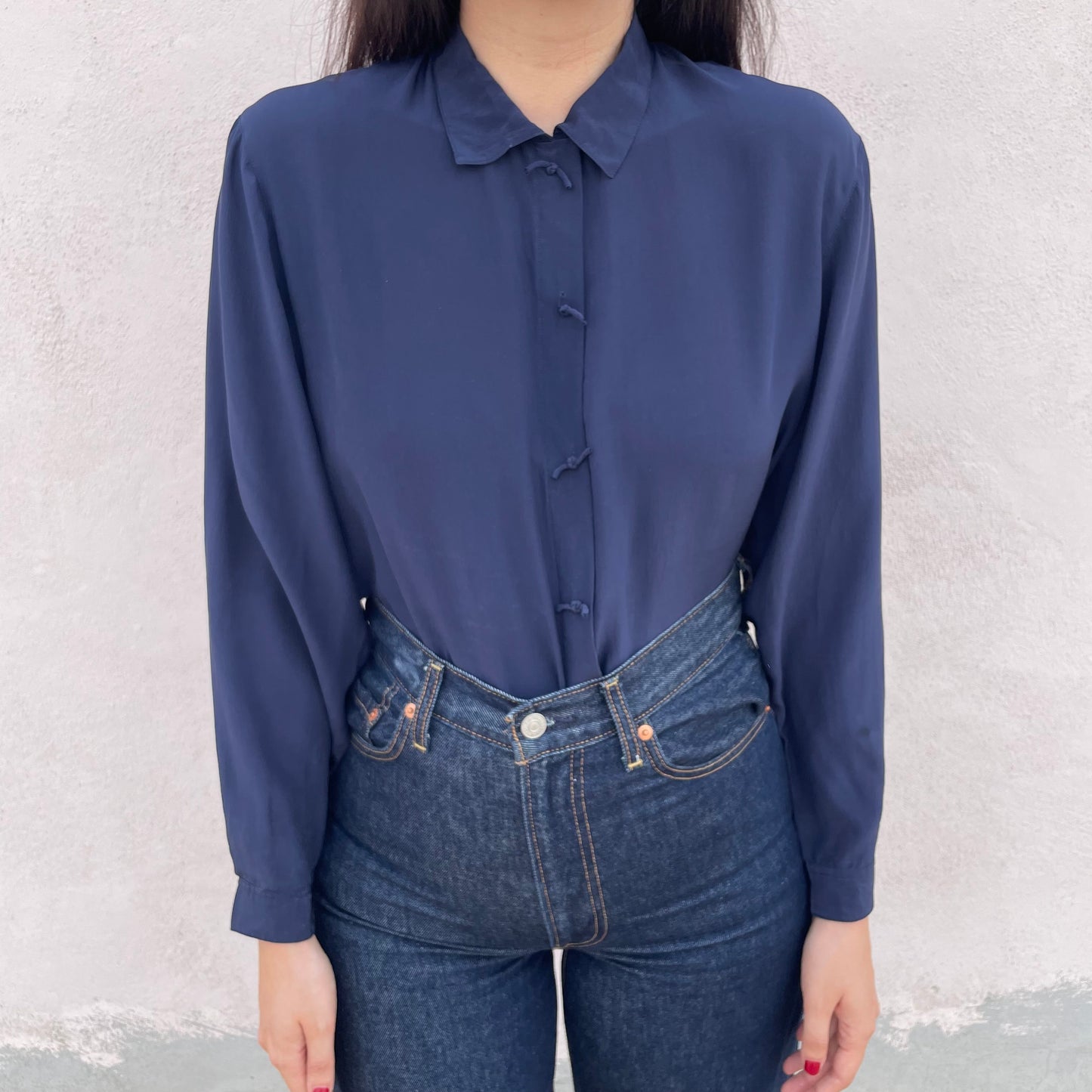 Camicia seta blu