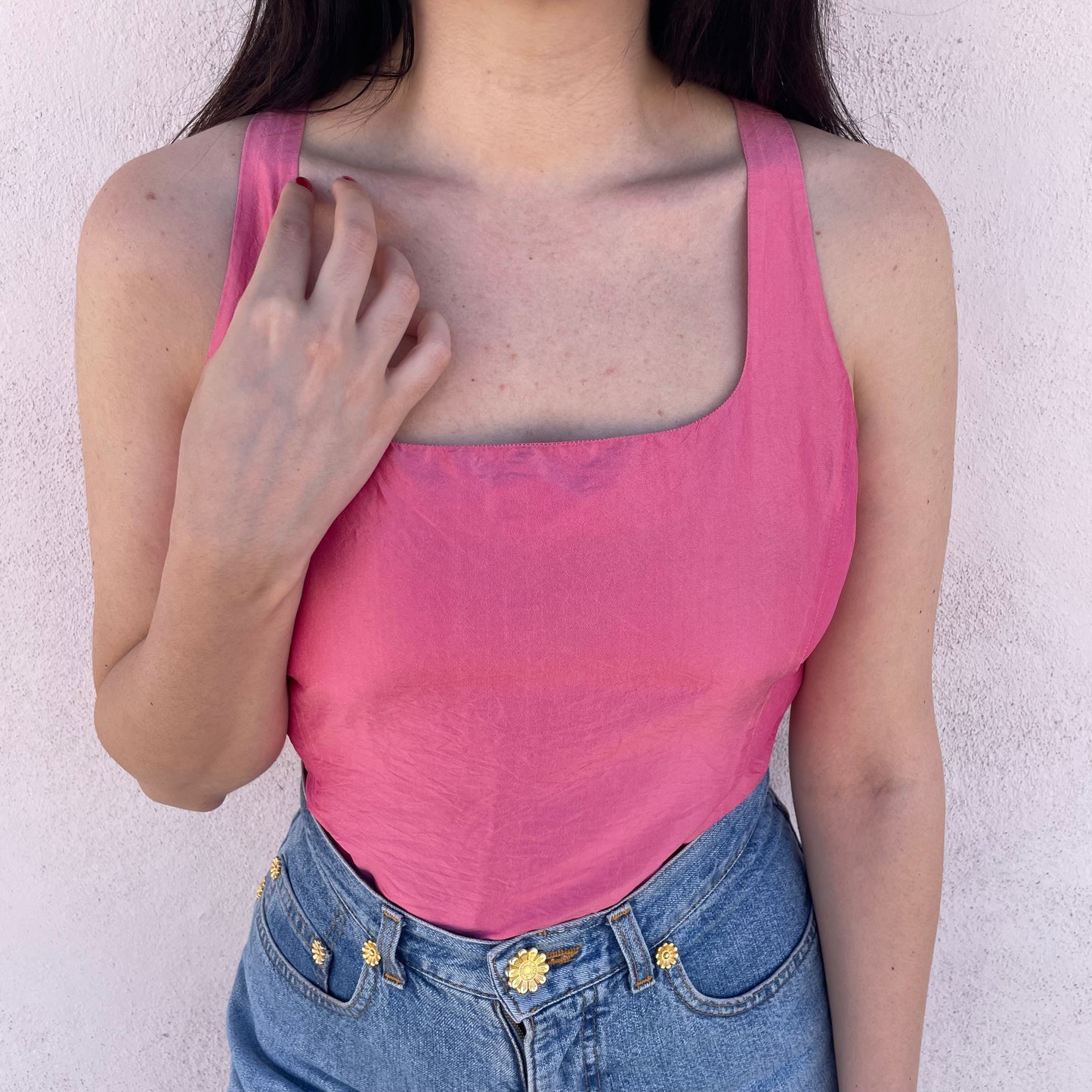 Top rosa seta