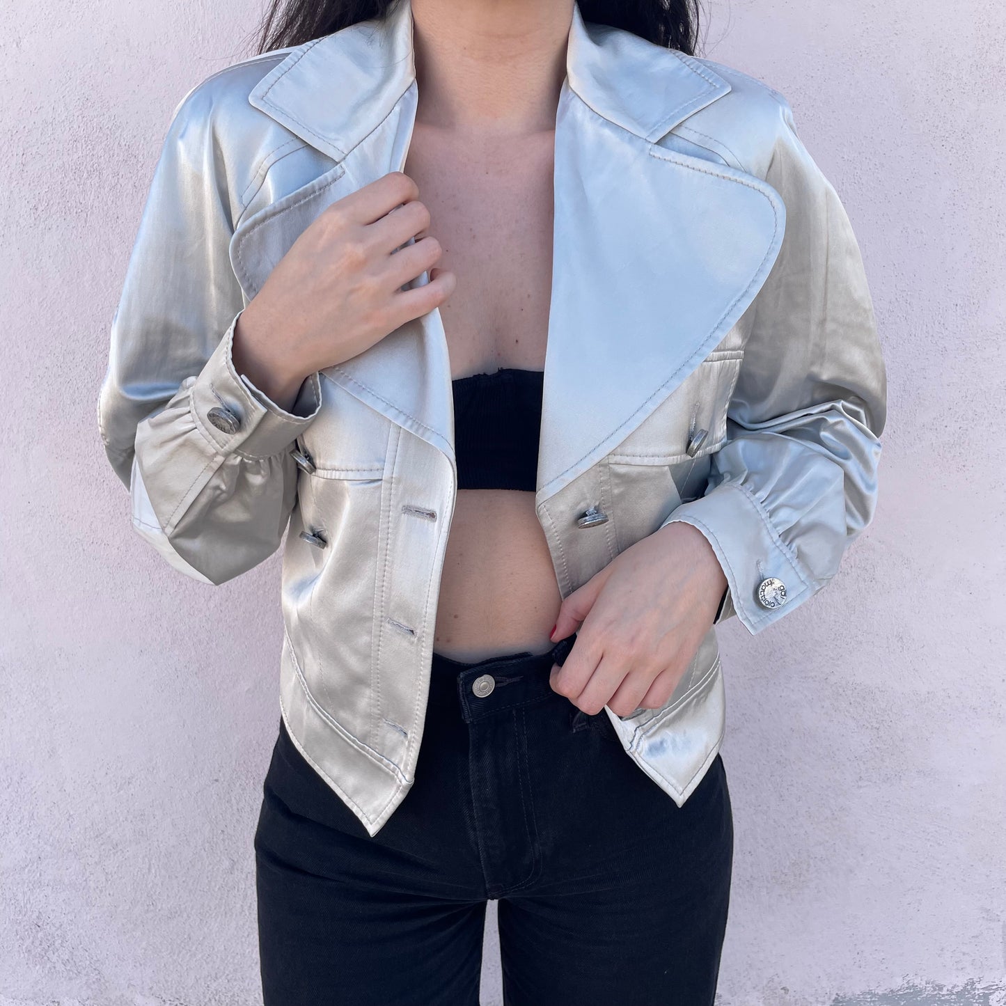 Giacca cropped argento Gai Mattiolo