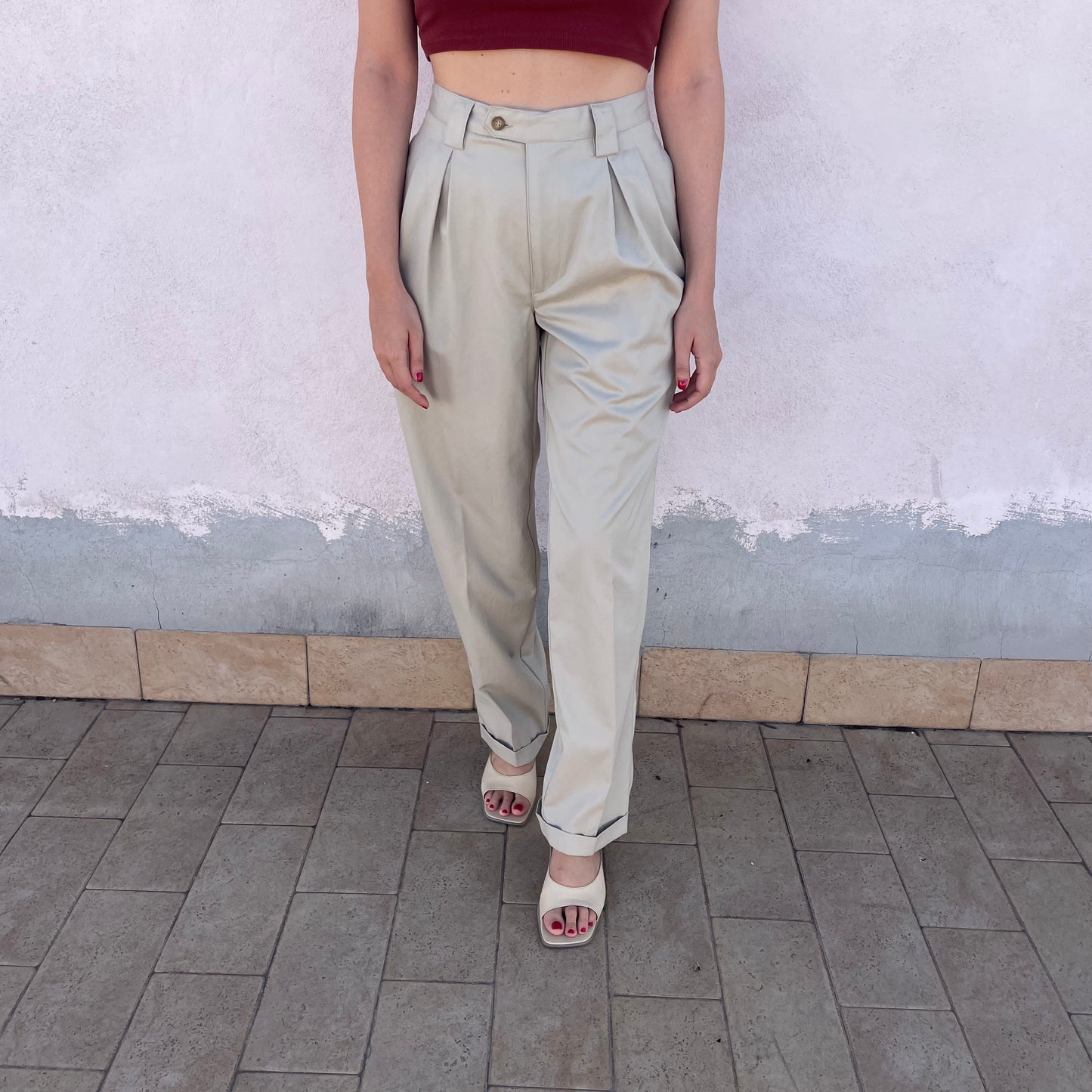 Pantaloni beige pences