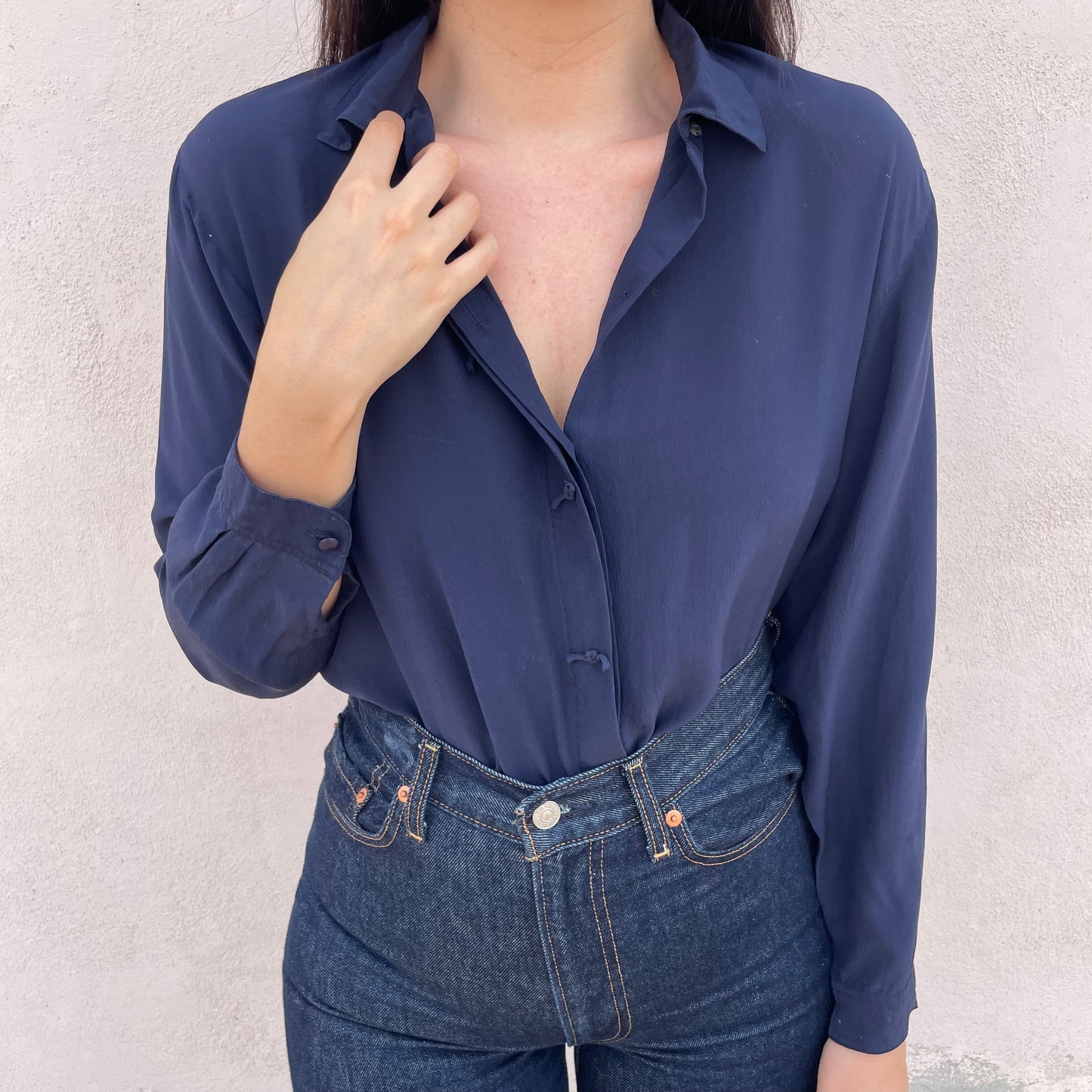 Camicia seta blu