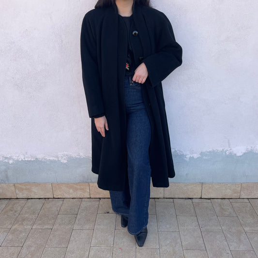 Cappotto nero lana mohair