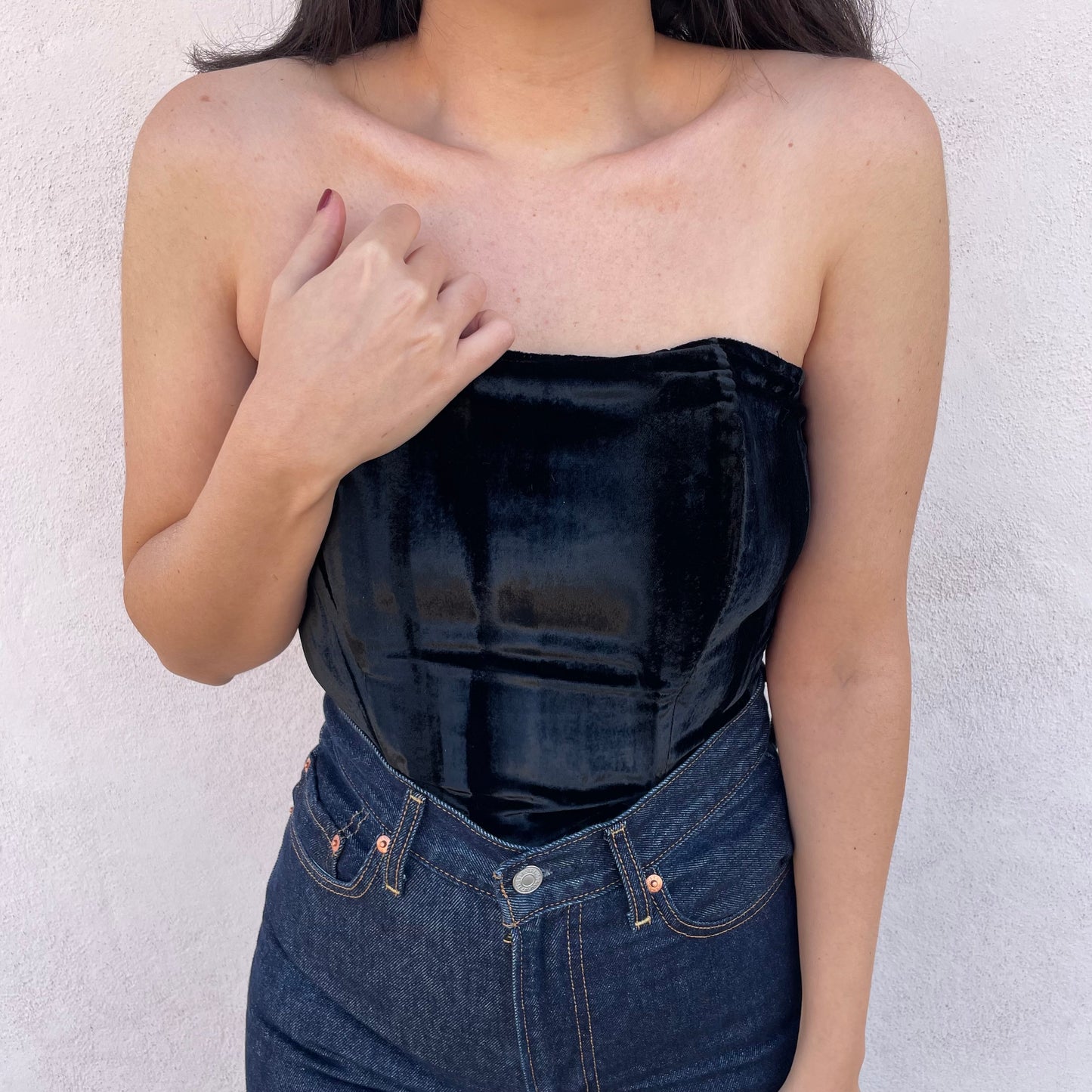 Top bustier velluto nero