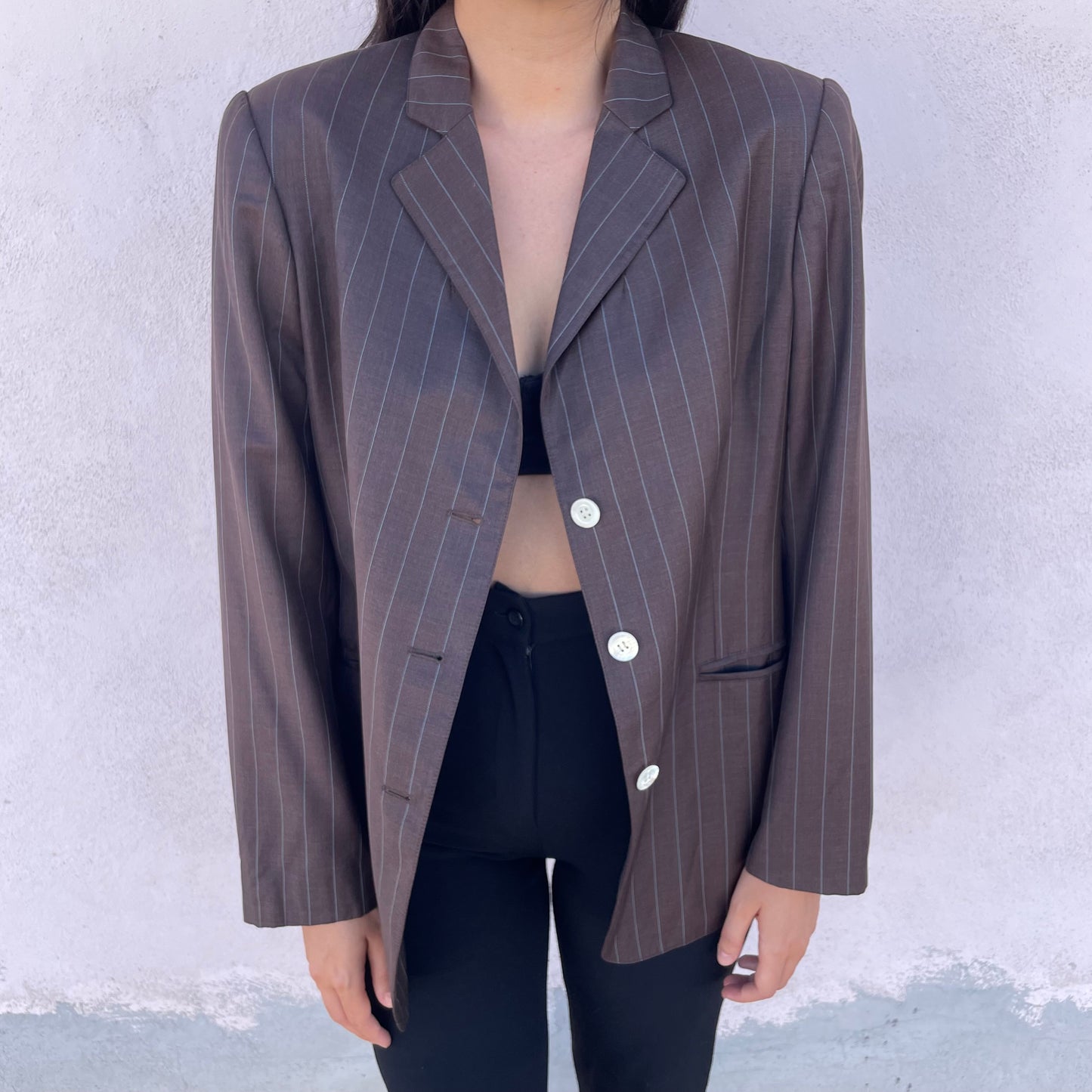 Blazer gessato cioccolato