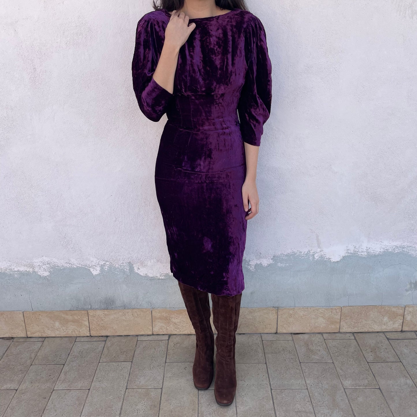 Abito velluto viola