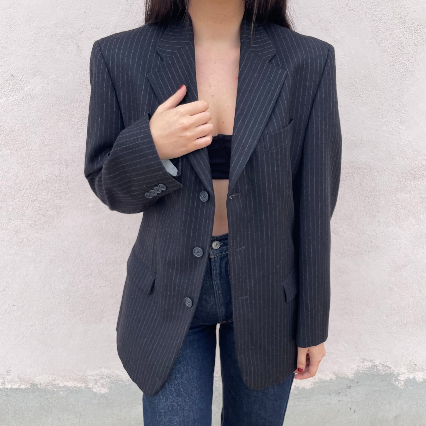 Blazer gessato lana di Tasmania