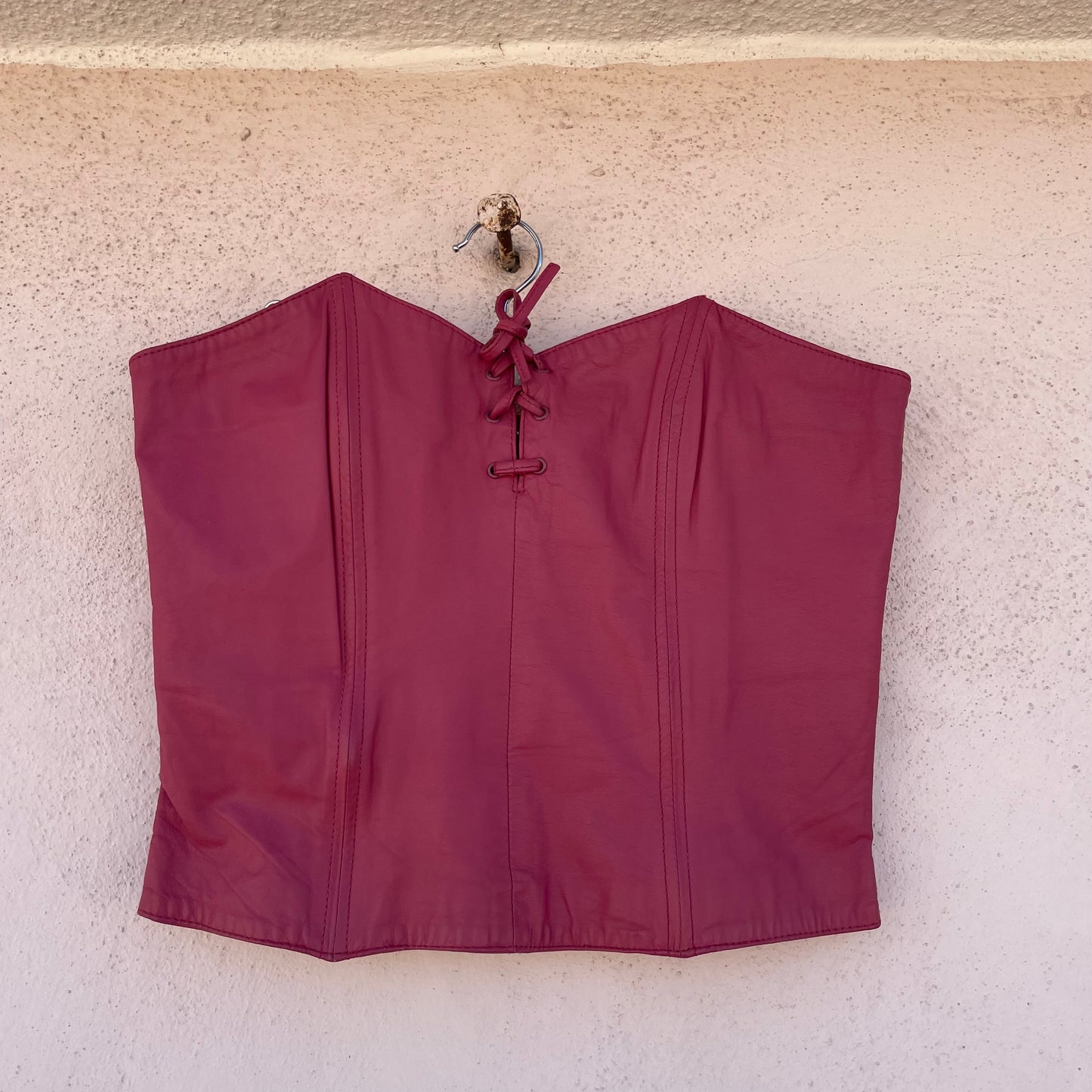 Bustier in pelle rosa antico