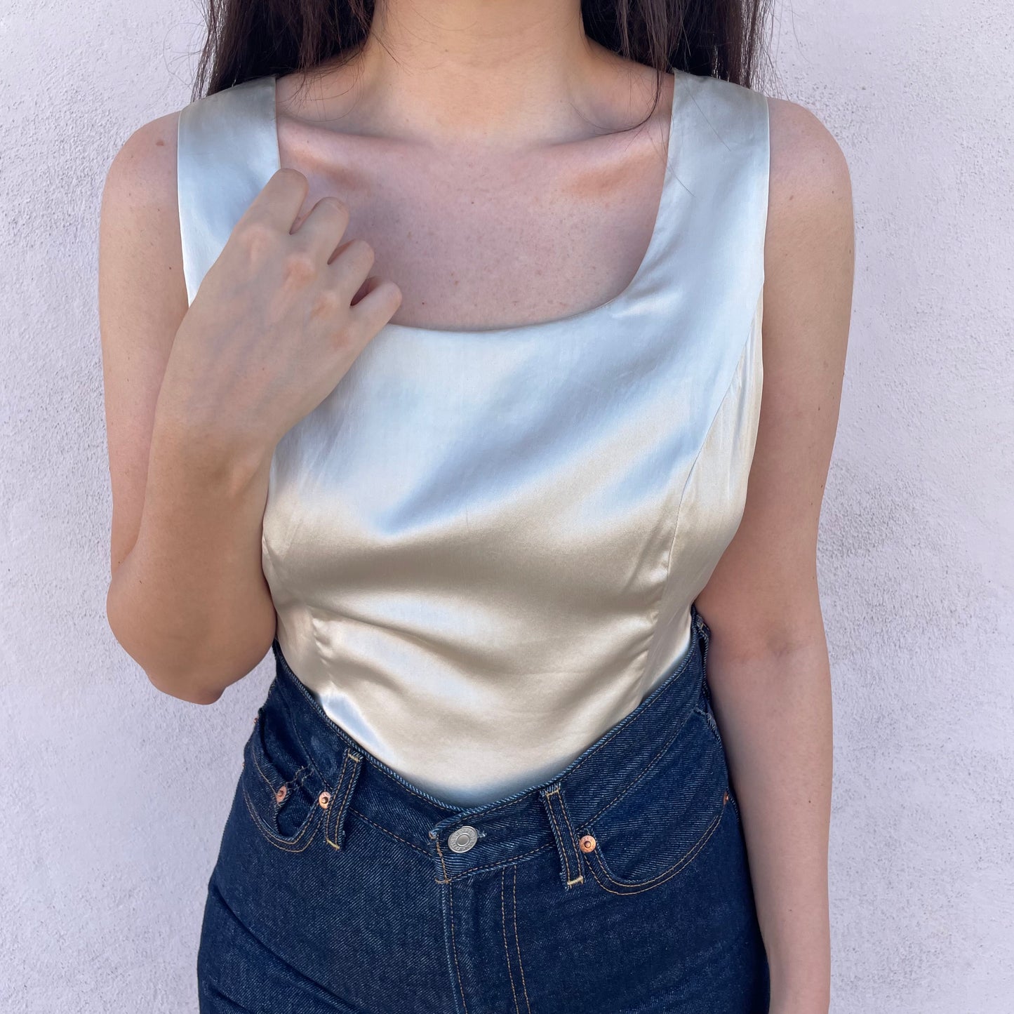 Top seta champagne