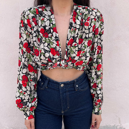 Camicia in seta papaveri rossi