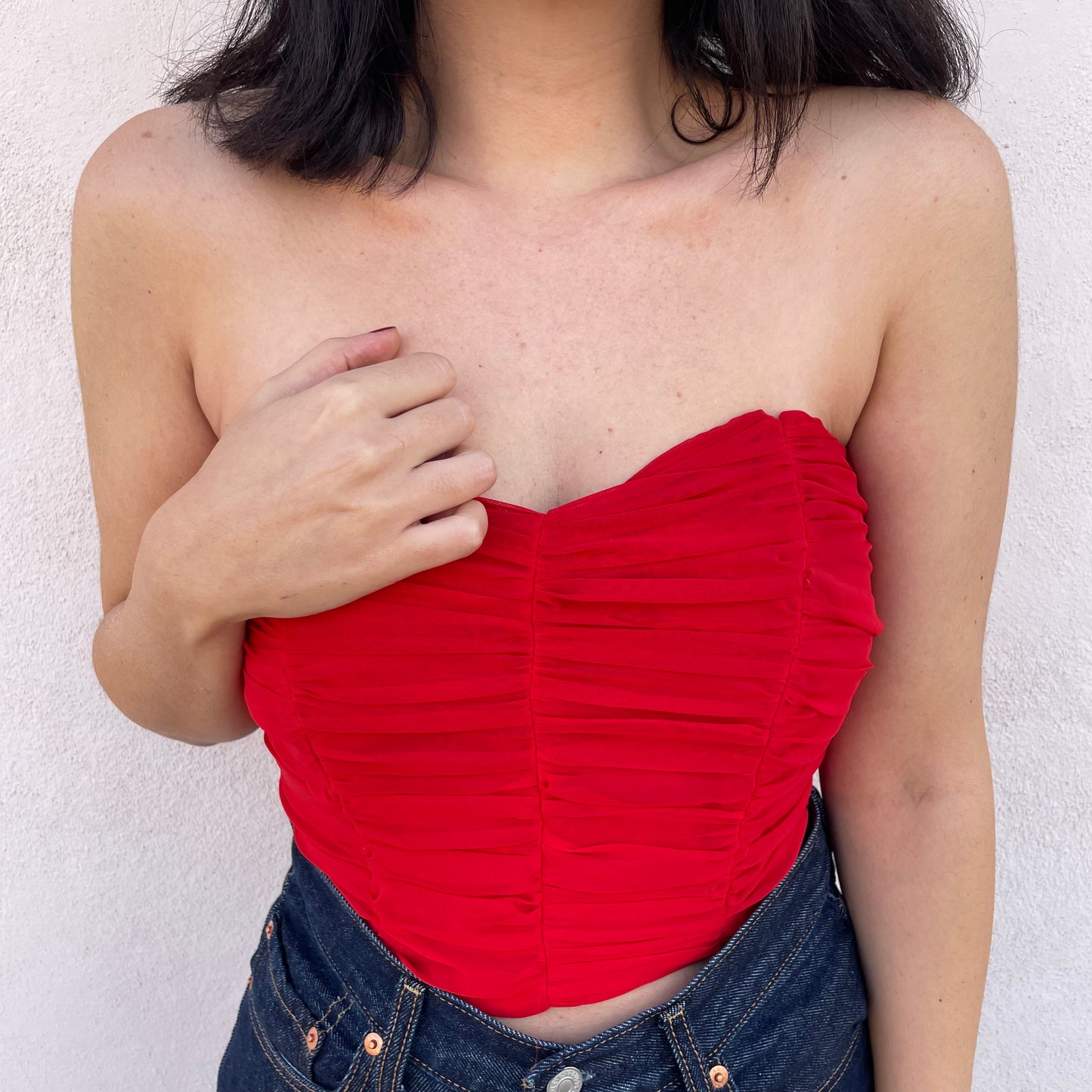 Top chiffon rosso