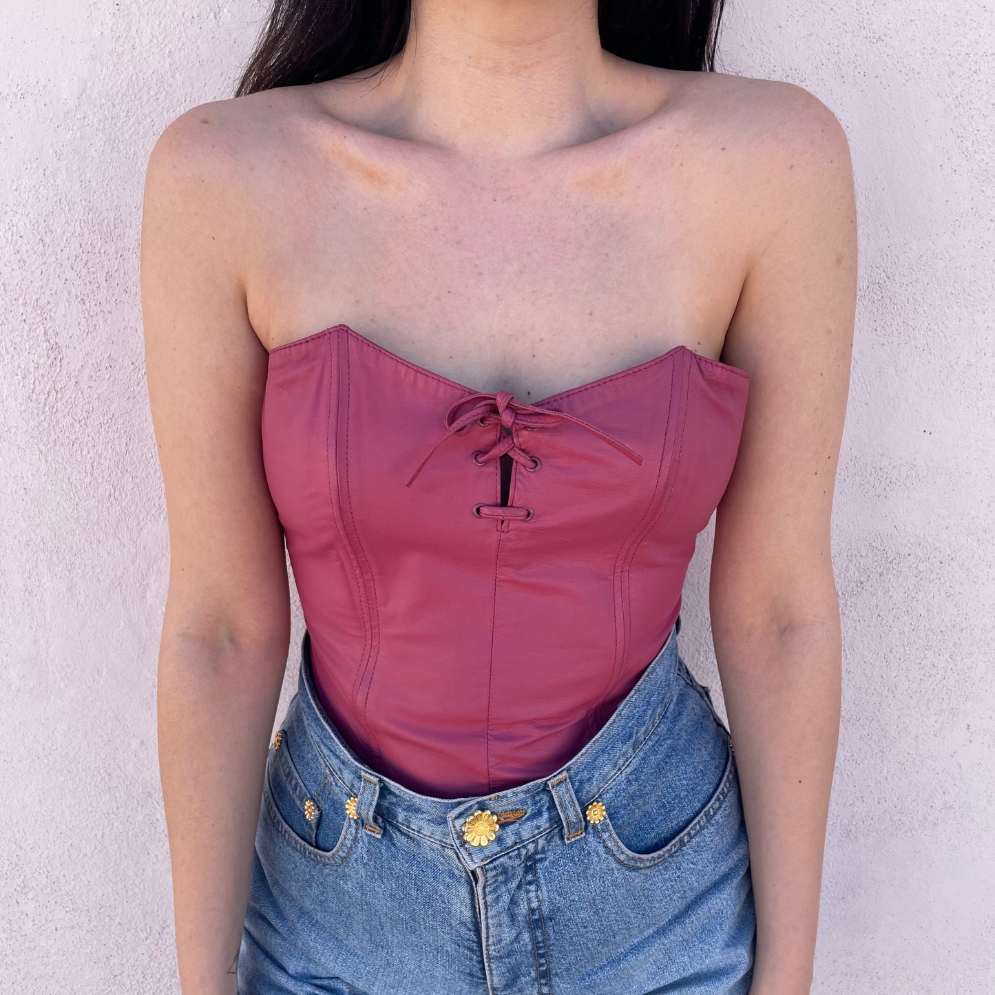 Bustier in pelle rosa antico