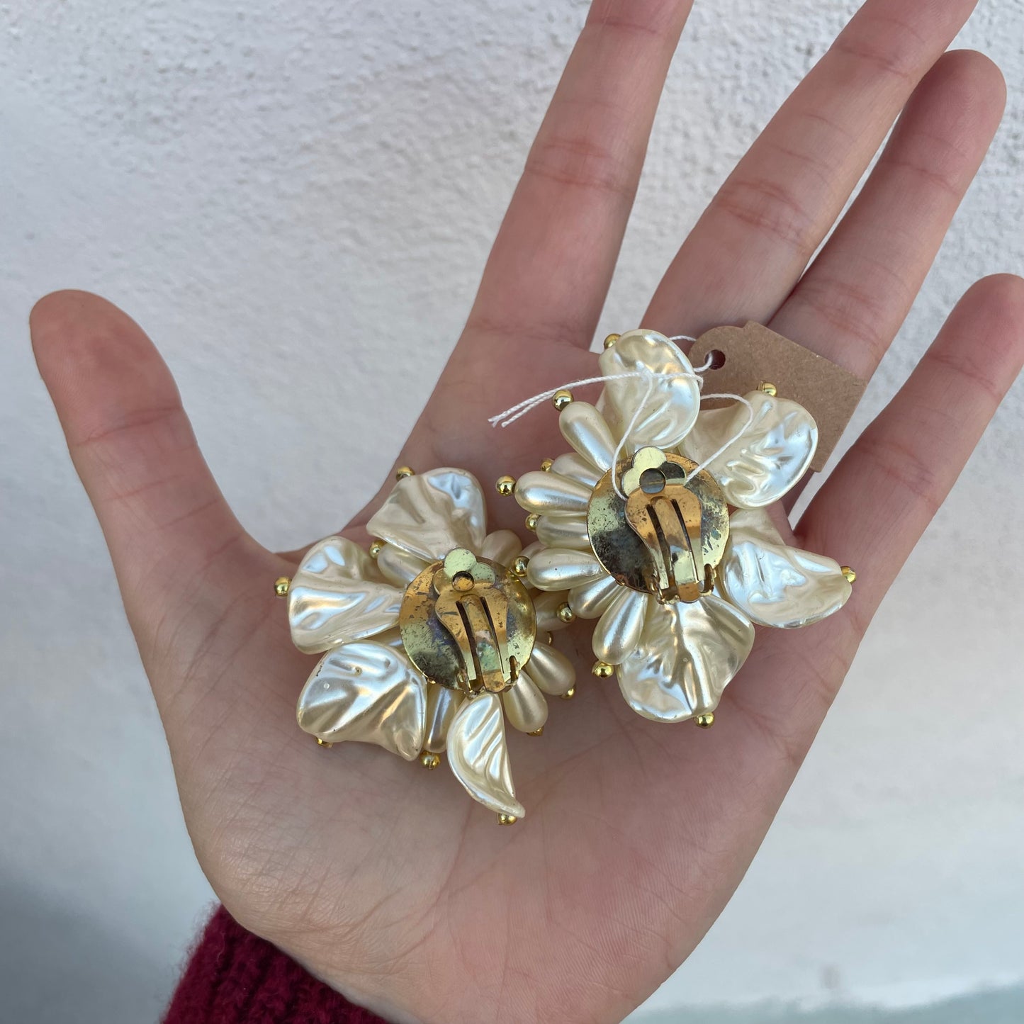 Orecchini fiori perle