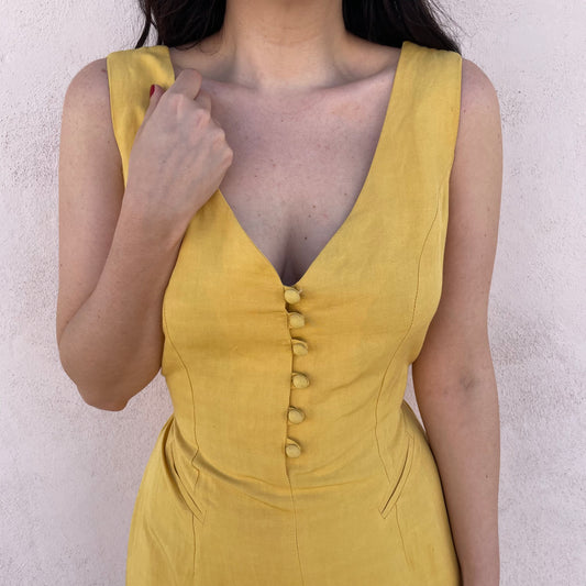 Abito giallo bottoncini