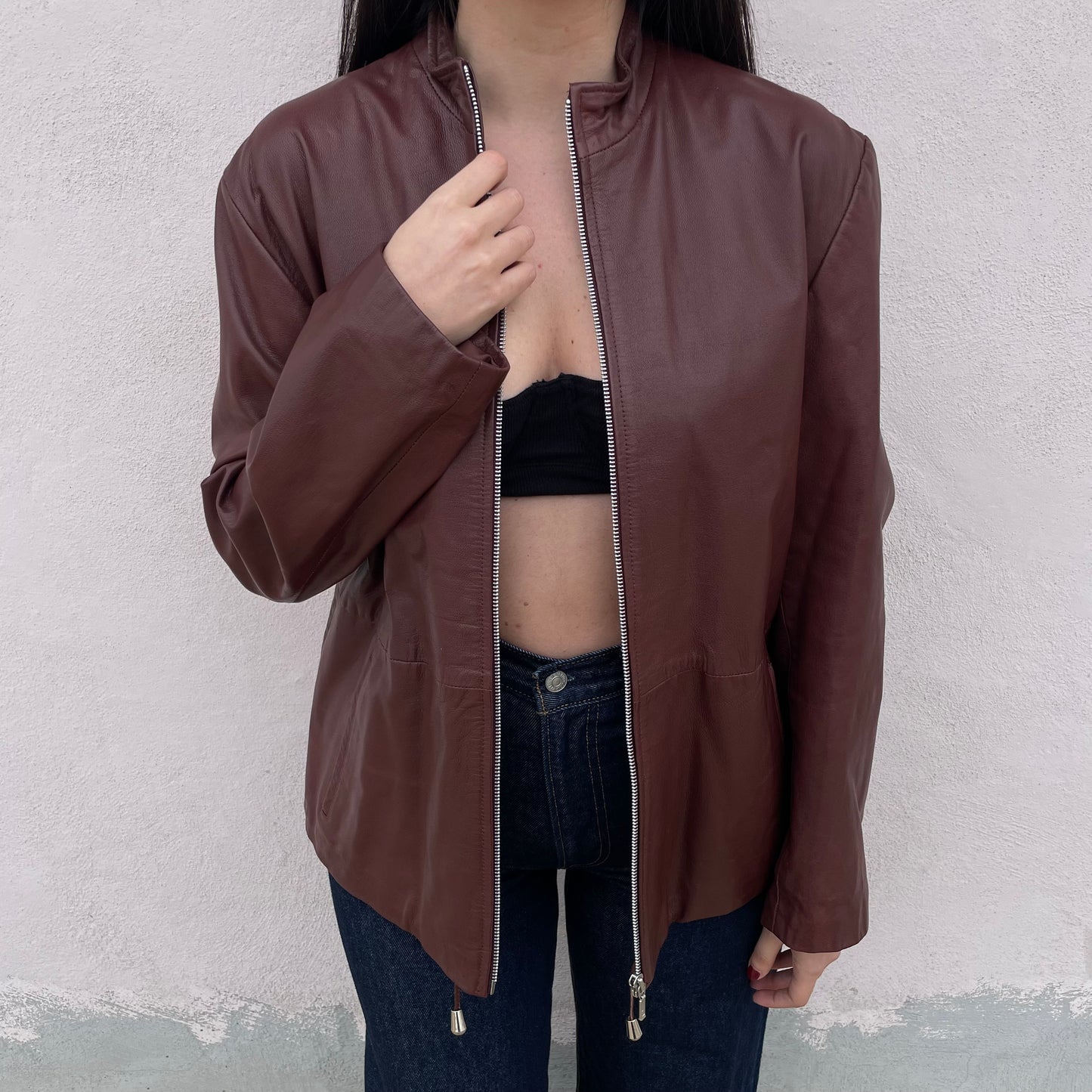 Giacca in pelle burgundy