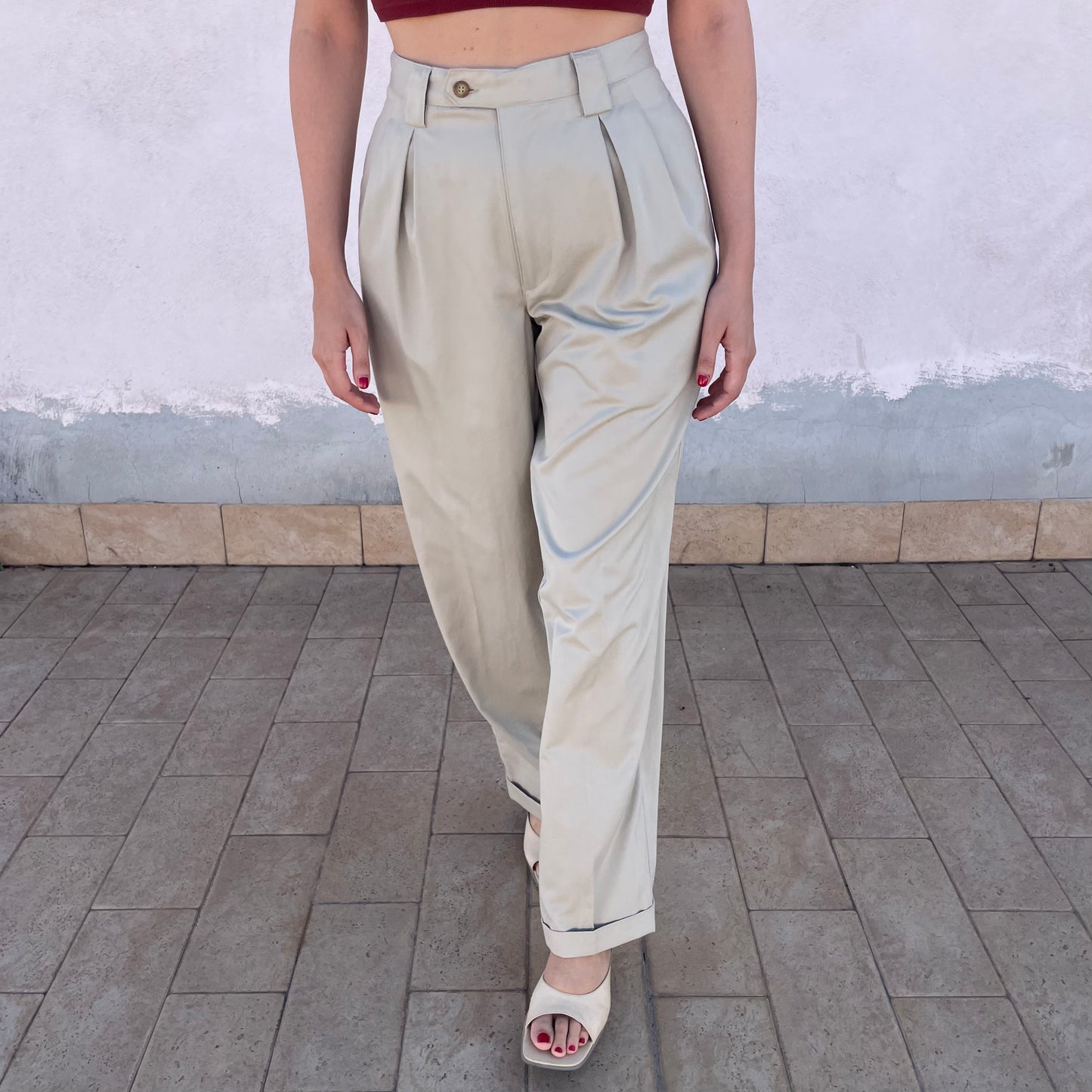 Pantaloni beige pences