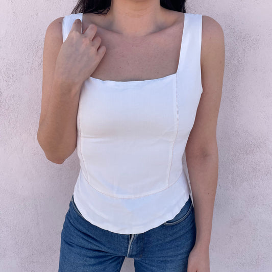 Bustier bianco corsetto ciliegia
