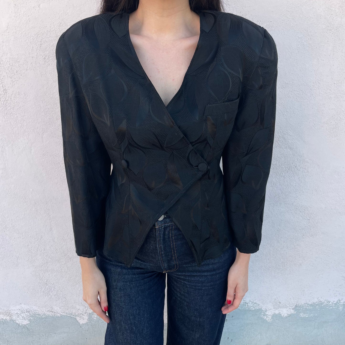 Blazer nero foglie
