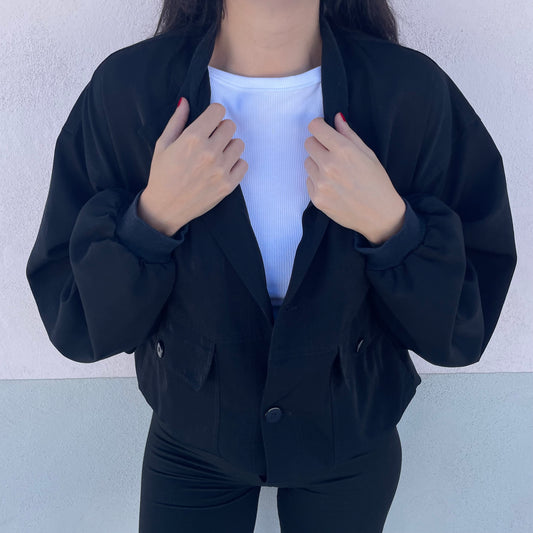 Bomber nero silk blend